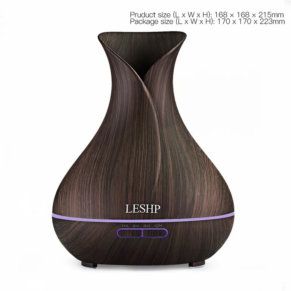 400ml Wooden Aroma Essential Oil Diffuser Ultrasonic Air Humidifier with Wood Grain Electric LED Lights Aroma diffuser for home