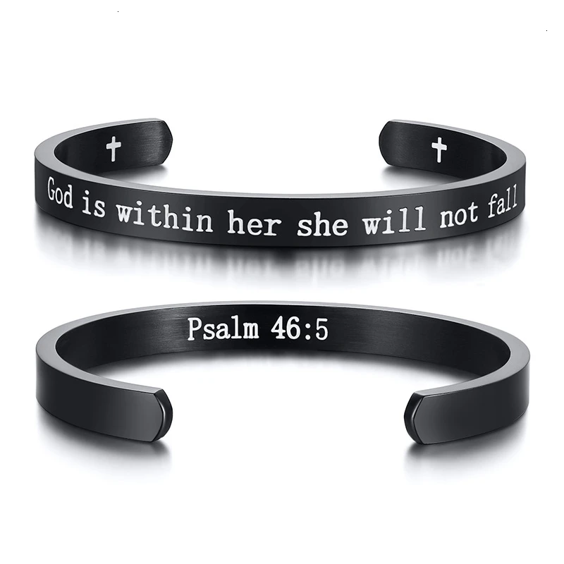 Выгравированные "I Am With You Always Matthew 28:20" вдохновляющие библейские цитаты браслеты-манжеты браслеты для женщин и мужчин подарки - Окраска металла: B-384B-5