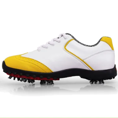 TaoBo/PGM; женская обувь для гольфа; супер-волоконная Водонепроницаемая ультра-скользкая обувь с шипами; губчатая подошва; Размеры 35-40 - Цвет: Yellow