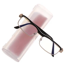 1 шт., новинка, унисекс, металлические Компьютерные очки с коробкой, анти-голубые лучи, очки для чтения, полуоправа, Анти-усталость, дальнозоркие очки