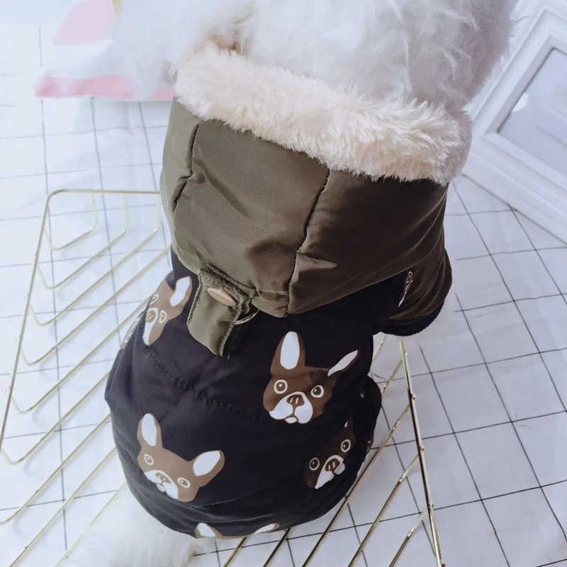 Kawaii Pet Winter Cotton Coat For Dogs Windproof Puppy Warm Thickening Costume Color Patched Accessories