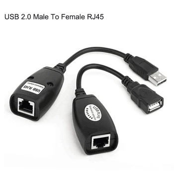 

USB 2.0 Male To Female Cat6 Cat5 Cat5e 6 Rj45 LAN Ethernet Network Extender Extension Repeater Adapter Converter Cable