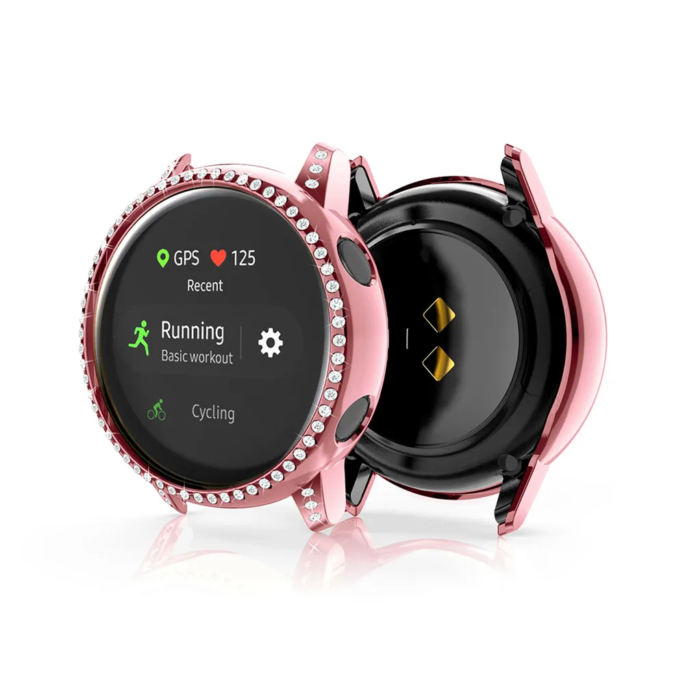 PC защитный чехол для samsung Galaxy Watch Active против царапин HD полный экран Защитная крышка часов с цирконием дрель