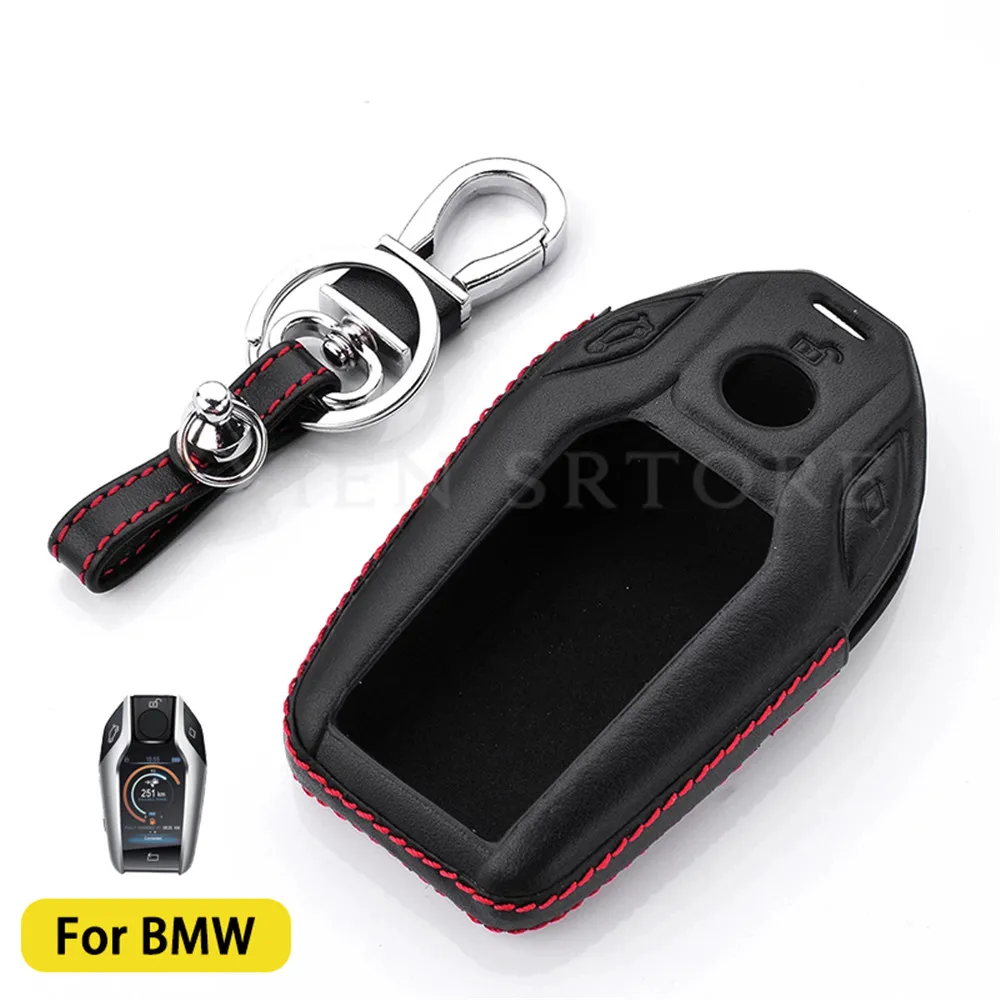 

Genuine Leather LCD Screen Remote Car Key Fob Cover Case Shell Skin Bag For BMW 5 6 7 8 GT Series X5 X6 X7 Z4 M5 M6 530i 740i