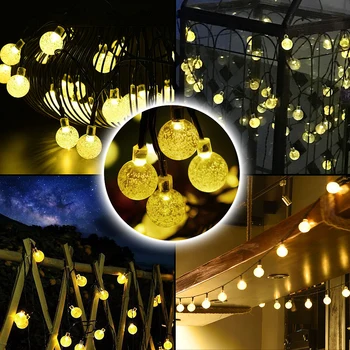 

New30/60 LED Solar Powered Bulbs String Lights Waterproof LED String Light With Remote Control For Outdoor Yard Garden Light