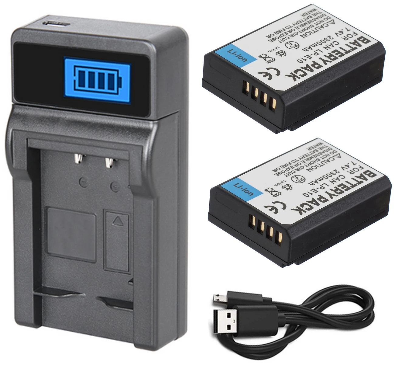 2xB and LCD Charger Батарея(2-Pack)+ зарядное устройство для Canon EOS1100D, EOS1200D, EOS1300D, EOS1500D, EOS2000D, EOS3000D, EOS4000D цифровая зеркальная камера - Цвет: 2xB and LCD Charger
