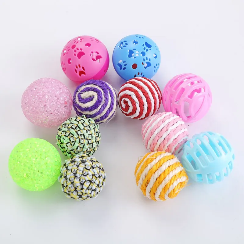 

6Pcs Pet Toy Interactive Balls Colorful Chew For Dogs Cat Puppy Kitten Playing Assorted Ball Scratch-resistant Exercise Toy Set