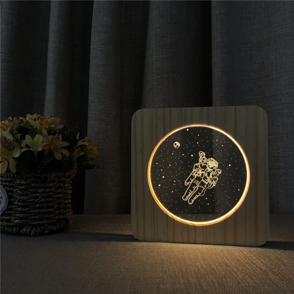 Космический астронавт 3D светодиодный USB Arylic Ночник настольный светильник переключатель управления резьба лампа для украшения детской комнаты Прямая поставка