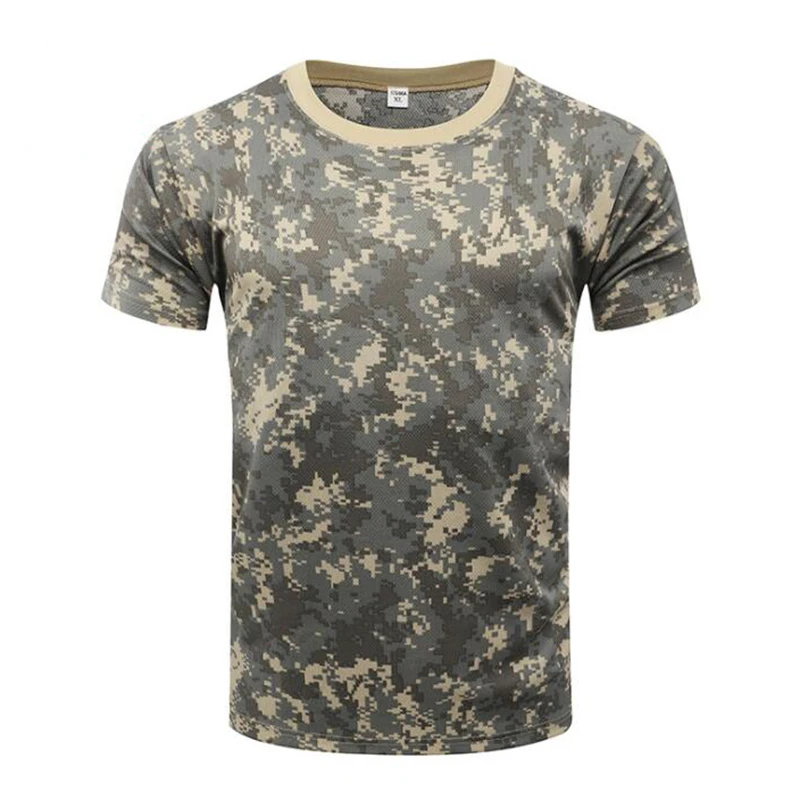 Sport T Shirt Outdoor Camouflage Shirts Camping Tactical T-shirts Men Hiking Hunting Quick Dry Short Sleeve Army Camo Military Airsoft Shirts