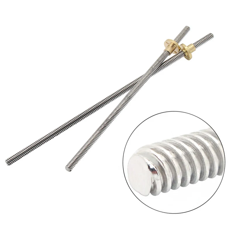

100-600mm Stainless Steel T-type Stepper Motor Trapezoidal Lead Screw 8mm Thread T8 For 3D Printer LHB99