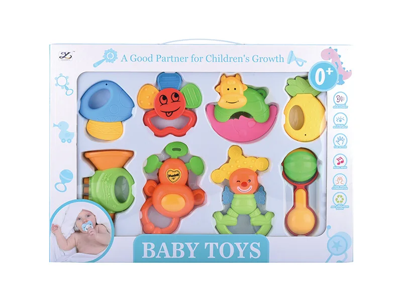 

Infants Rattle Teaching Aids 8-Piece Rattle Infant Shake Rattle Baby Early Childhood Toy 0-1-Year-Old Hand-cranking Music Hot Se