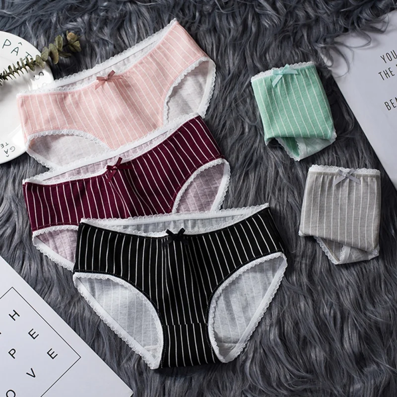 Женские дышащие трусики с бантом милые хлопковые большого размера в японском