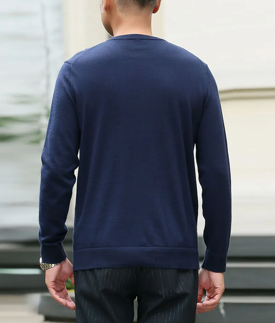 Navy Blue YJMY внутренний монгольский кашемировый свитер мужской Crewneck твердый вязаный весна осень в магазине Slava - Цвет: Navy Blue