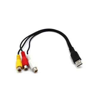 

USB to Male 3RCA Cable Audio Video Cable 0.3M Car Dashboard Flush Mount Parts High Quality