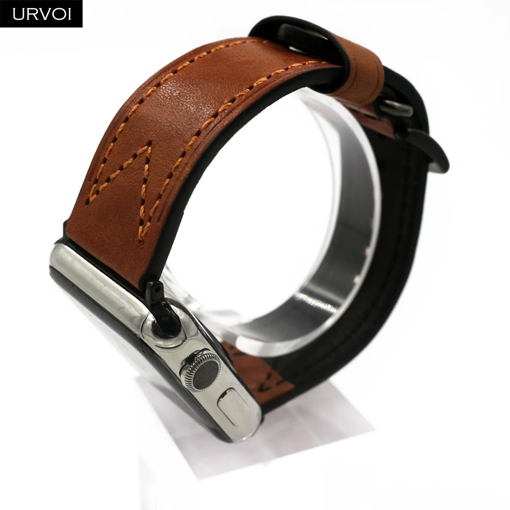 Ремешок URVOI для Apple Watch, первый слой, винтажный кожаный ремешок, М стиль, серия 5, 4, 3, 2, 1, для iwatch 38, 40, 42, 44 мм, Ретро дизайн
