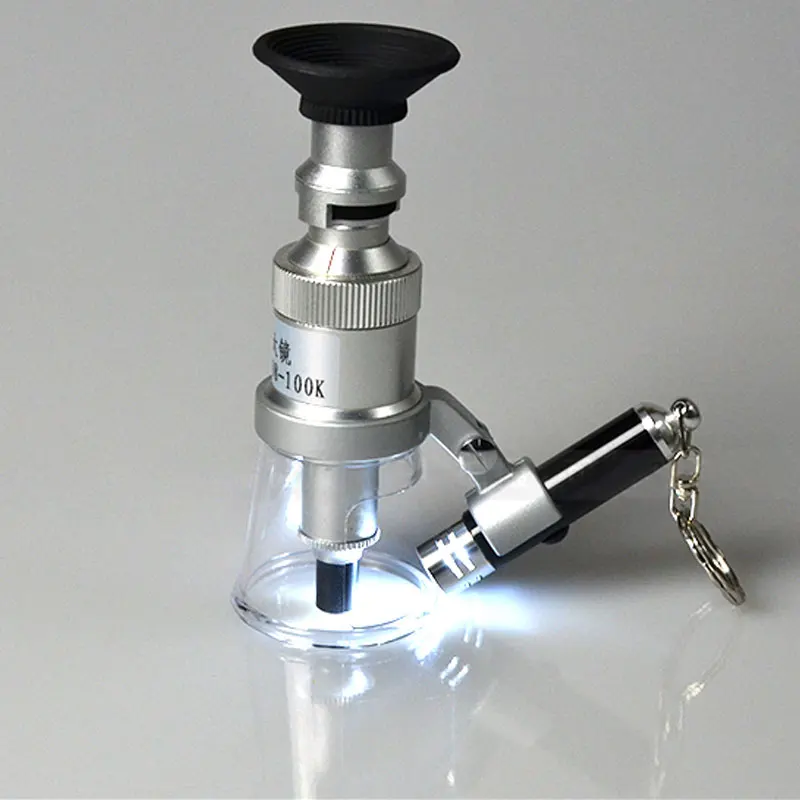  DIV 0.01mm 0.005mm High Foot Magnifier 50X 100X Pocket Microscope with Scale LED Magnifying Glass f