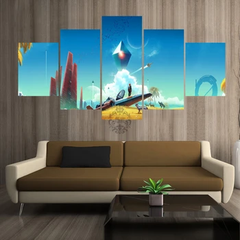 

5 Piece Decorative Painting Poster New Fashion Office Home Mural No Mans Sky Video Games Painting Fanxin Wholesale