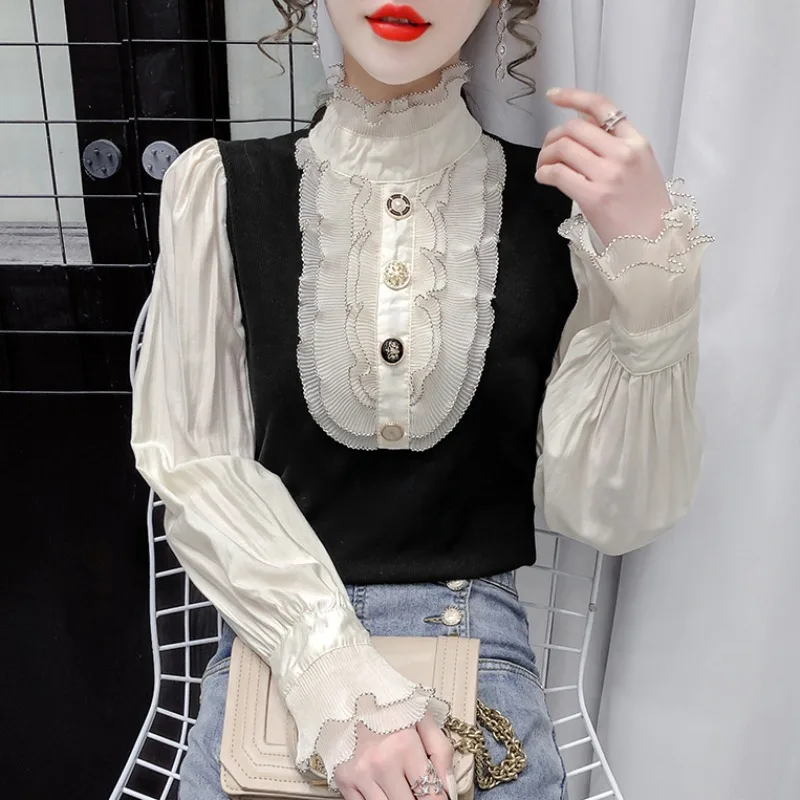 Medieval Women Tunic Princess Costume Gothic Shirt French Palace Vintage Top Ruffle Sleeve Victorian Lolita Cosplay Fancy Blouse women gothic lolita birdcage 5 hoop petticoat underskirt medieval victorian circle fishbone crinoline pannier