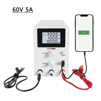 

Newest LCD Screen USB 60V 5A Lab Switching Regulated DC Power Supply Adjustable Power Display4 Digit Display 0.001A