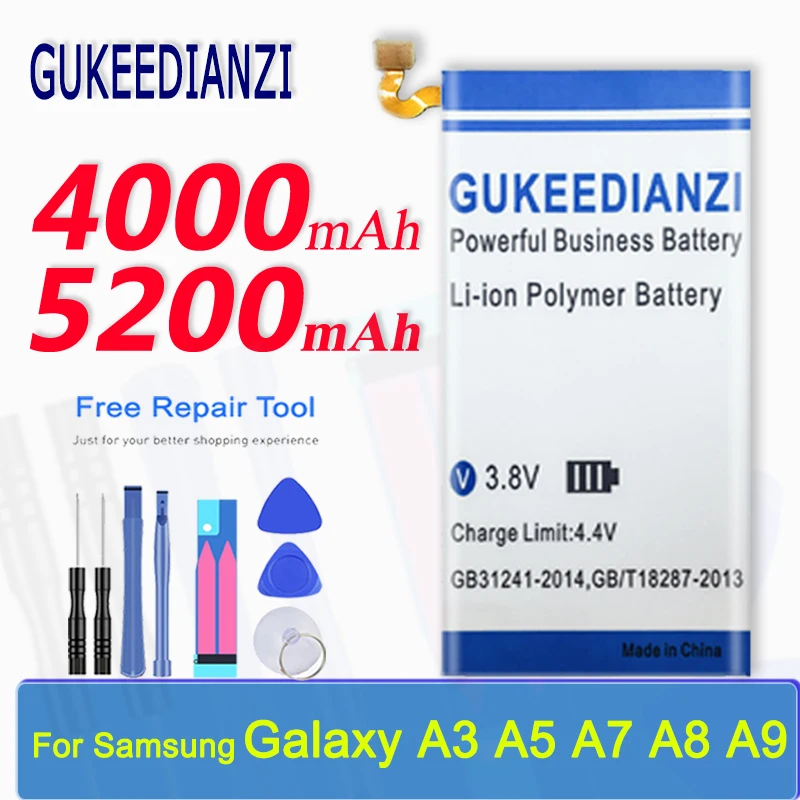 Аккумулятор GUKEEDIANZI для Samsung Galaxy A3 A5 A7 A8 A9 Сменный аккумулятор сотового телефона