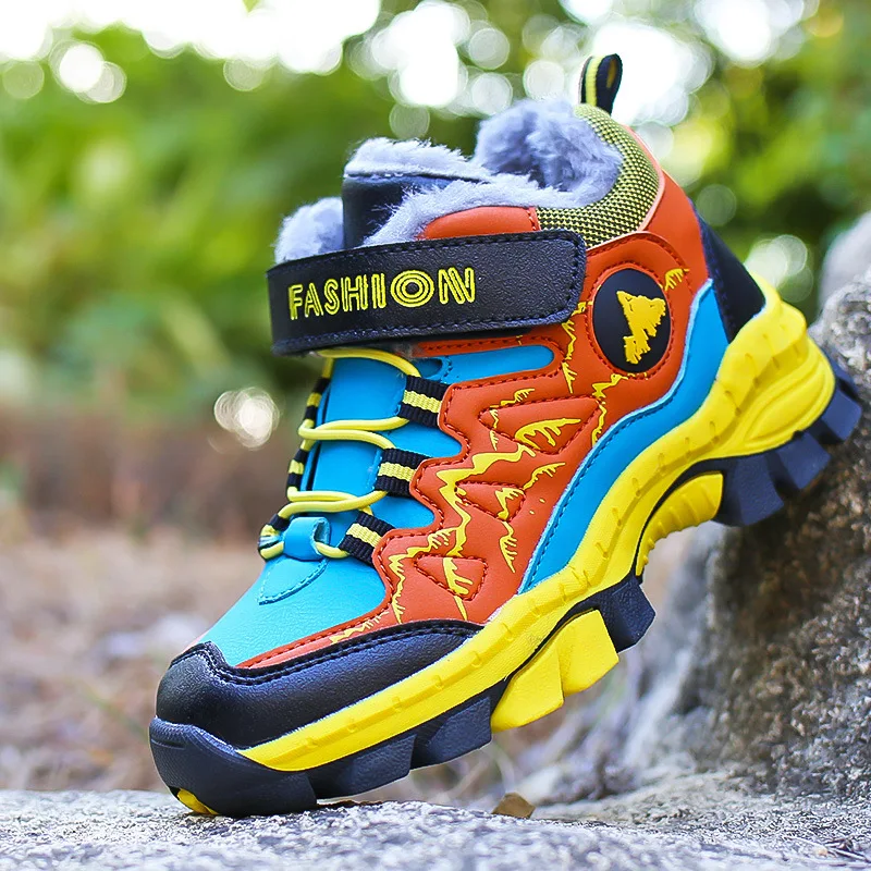 

BOY'S Cotton-padded Shoes 2019 Winter Style Children plus Velvet Athletic Shoes Big Boy Warm Second Cotton Snow Boots Students H