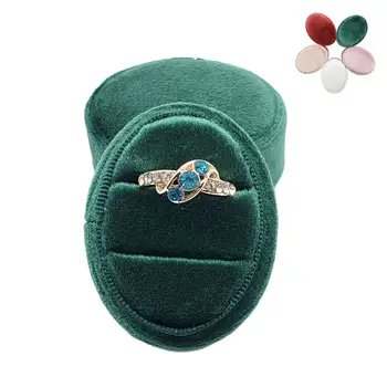 

Oval Velvet Ring Box Double Ring Display Holder with Detachable Lid Ring Box Holder for Wedding Ceremony(Green)
