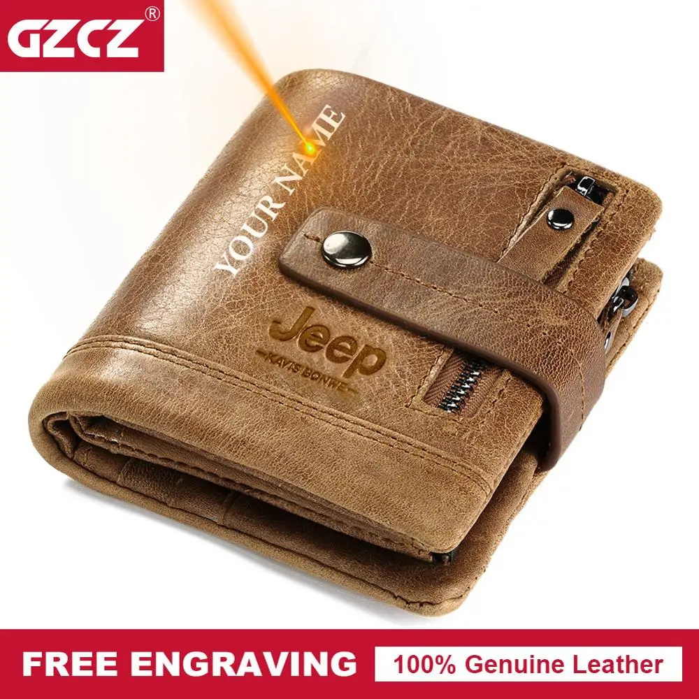 

2020 Luxury Brand Men Wallets With Coin Pocket Zipper Hasp Multifunction RFID Card Holder For Male Cowhide Leather Purse