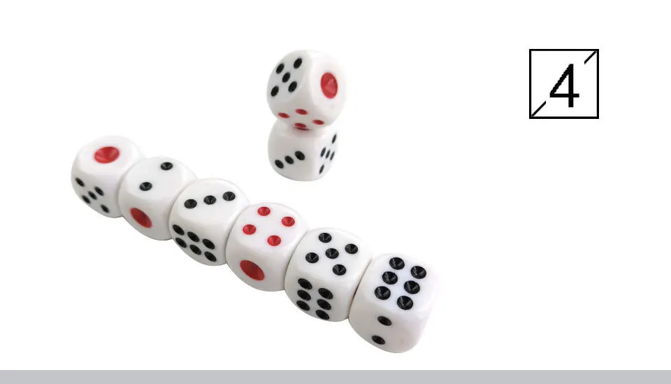 Yernea 30PcsLot White Dice Set Acrylic Point Drinking Dice 16mm Round Corner Hexahedron Dice Black Red Point Club Party Table Games (5)