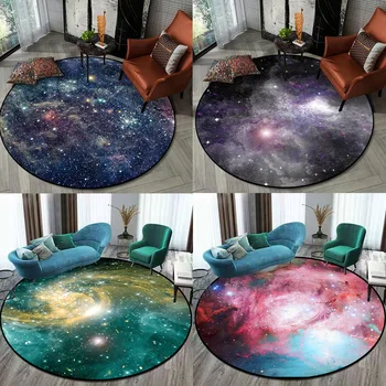 

Nordic Round Carpets for Living Room Decor Mats Soft Flannel 3D Printing Bedroom Large Area Rugs Galaxy Space Pattern Floor Rug