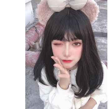 

MANWEI45CM Lolita Natural black Beige Ombre Bangs Cute Party Prom Fancy Synthetic Heat Resistant Cosplay Wig
