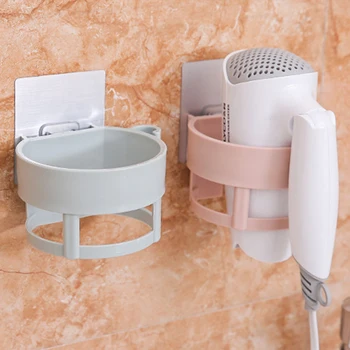

Wall-Mounted No Drilling Hair Dryer Holder Rack Plastic Storage Shelf Bathroom Organizer ABS High Quality Hairdryer Holder Shelf