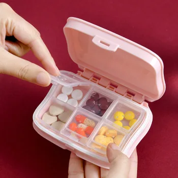 

Pill Box 6 Cell Double Layer Multifunctional Plastic Pill Box Pillbox Case Container Organizer Health Care Drug Box(10 boxes)