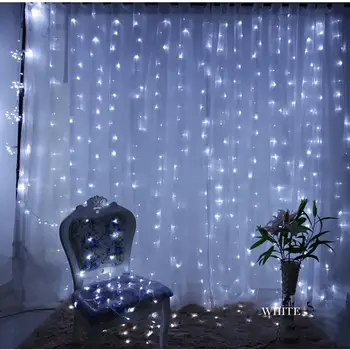 

3*3m Lighting Strings 300LED Curtain Lights Icicle Lights Wedding holiday bedroom decoration Christmas string lights 220v EU