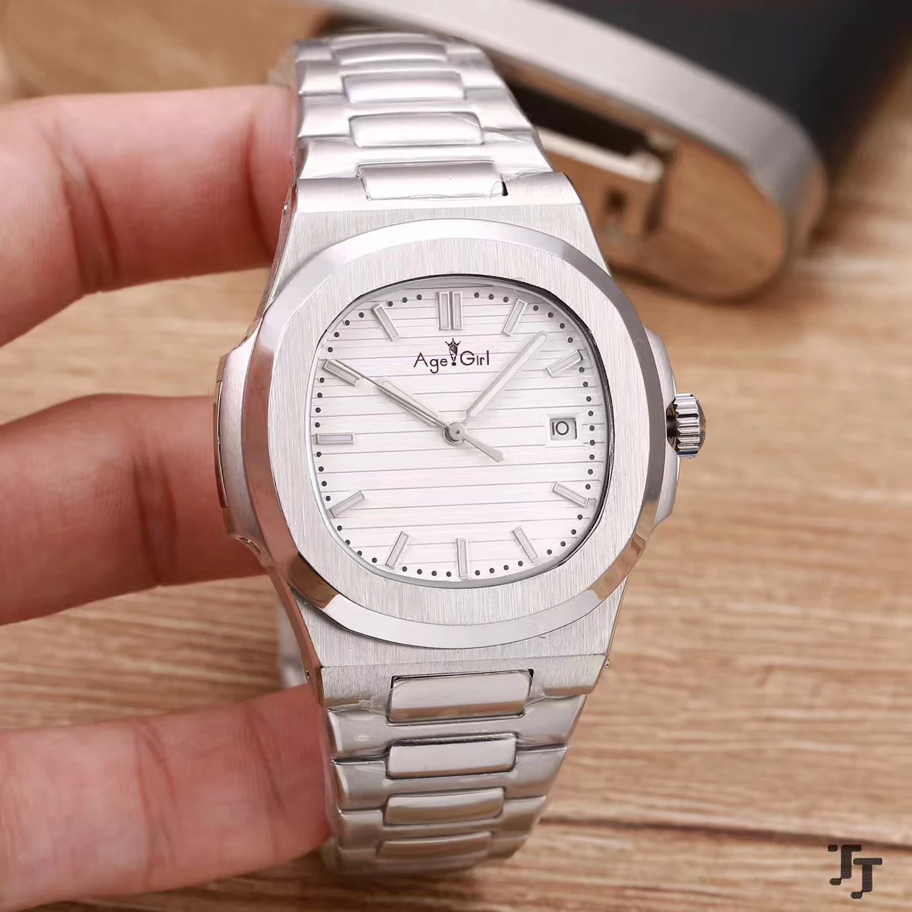Роскошные брендовые новые автоматические мужские механические часы серебряное с сапфиром из нержавеющей стали прозрачное стекло серый синий водонепроницаемый AAA - Цвет: White
