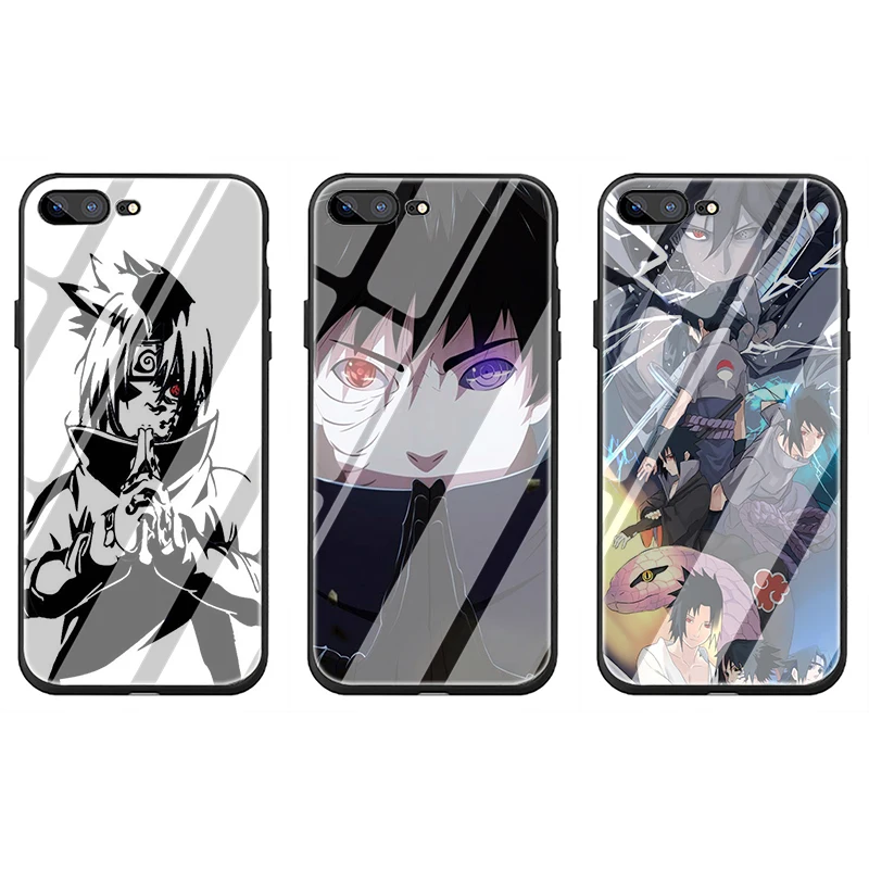Uchiha Sasuke Uzumaki Naruto Tempered Glass phone case for iphone 5 5s SE 6 6s 7 8 plus X XR XS 11 pro Max