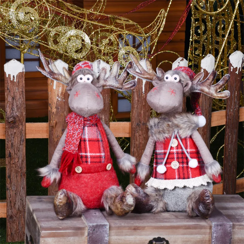 

Christmas Decorations for Home Sitting Elk Figurines Display Window Table Decoration Christmas Dolls Navidad Xmas Decor Figures