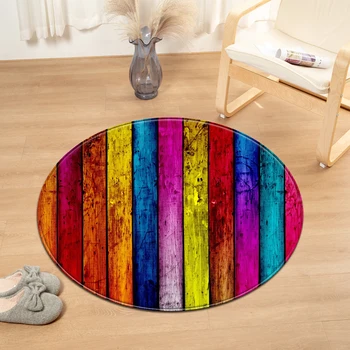 

Wood Grain Round Carpet Computer Chair Pillow Children's Room Bedroom Floor Mat Living Room 3D Decorative Floor Bed Head Mat