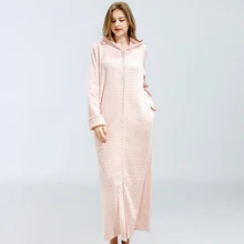 Женские одеяния с капюшоном удлиненный мягкий зимний банный халат удобный теплый длинный рукав сплошной цвет Длинные пижамы Женская домашняя одежда