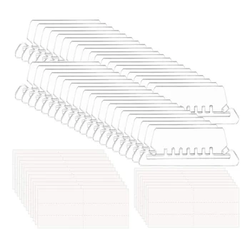 

100PCS Universal Transparent Plastic Hanging Folder Index Tabs + 200PCS Paper Inserts for Office School Quick Identification
