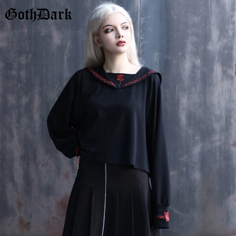  Goth Dark Print Gothic Grunge Gothic Sweatshirt Women Harajuku Vintage Punk Autumn 2019 Loose Sweat