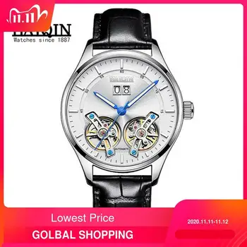 

2020 Luxury Brand HAIQIN watch men automatic Mechanical Tourbillon Skeleton Men waterproof Clock auto date reloj pulsera hombre