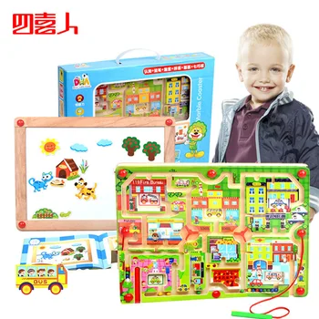 

Magnetic Pen Wielding Maze Lively City Maze City of Parent and Child Early Childhood Educational Roll-on Game Toy