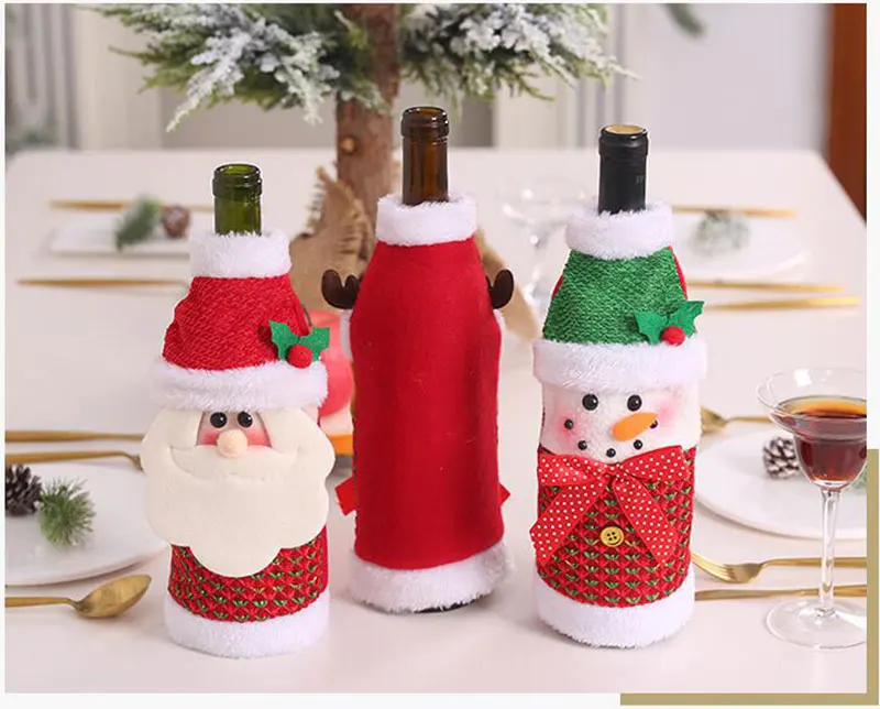 Рождественский чехол для бутылки вина новогодние вечерние украшения navidad рождественские подарочные сумки украшения для дома настольные Декорации для вечеринок