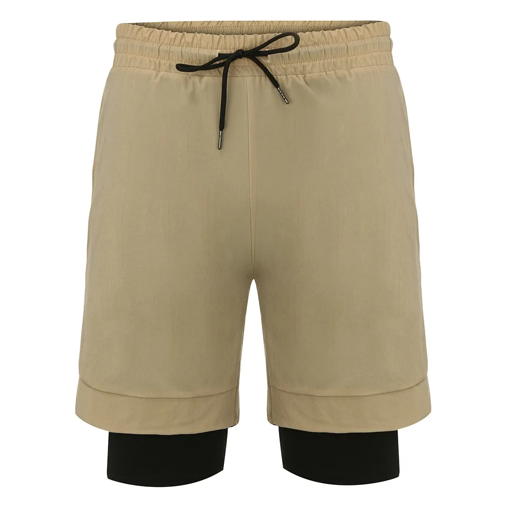 Popular Mens Shorts Two-Layer Quick Drying Running Shorts Security 2 in 1 Built-in Pockets Outdoor Breathable Sport Fitness Shorts JR13