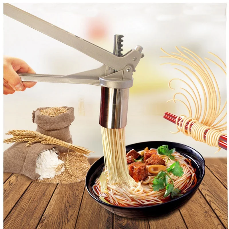 1Set with 7Molds Stainless Steel Manual Pasta Maker Noodle Machine Press All-rounder Small Household Hollow River NEW Hot