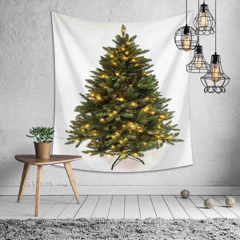 

Christmas Green Tree Tapestry Wall Hanging Background Cloth Xmas Home Decoration