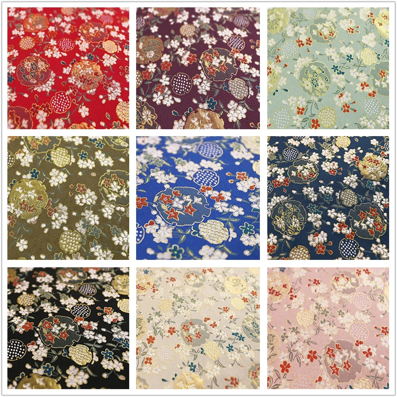 Японский стиль атласная жаккардовая ткань Цветочная вышивка блестящая ткань парча наволочка из полиэстера китайская ткань Тан