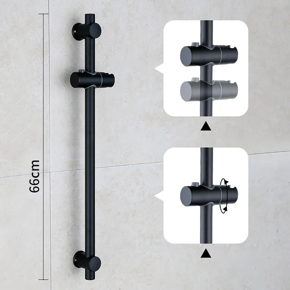 Stainless Steel Bath Sliding Bar Wall Mounted Adjustable Rail Bathroom Accessories Handheld Shower Head Rod