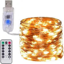 

USB LED String Light Remote Control 5M/10M 50/100LED Fairy String Light 20M Copper Wire for Wedding Christmas Holiday Decor lamp