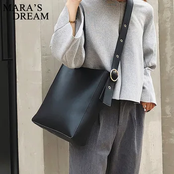 

Fashion Pu Leather Composite Bags For Ladies Casual Solid Large Capacity Bucket Bags For Women Simple Vintage Messenger Bags New